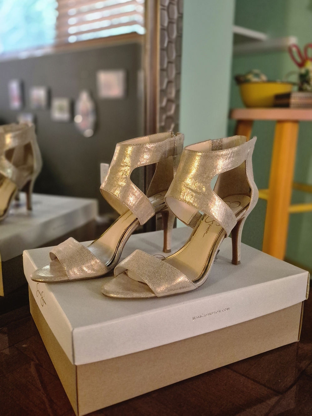 Jessica Simpson Metallic Gold High Heel Sandals